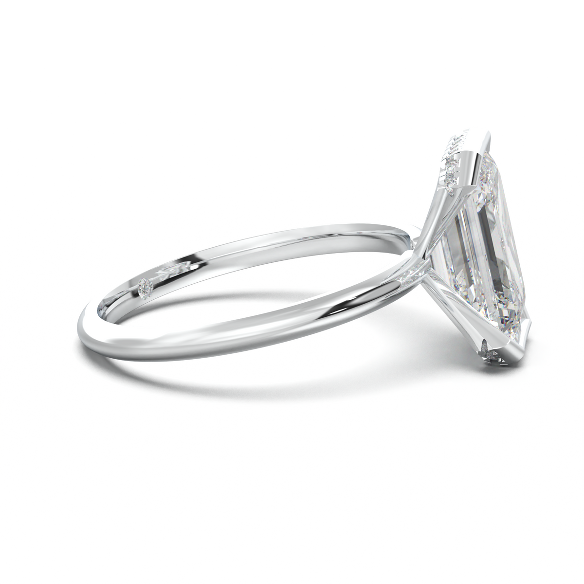 Emerald Hidden Halo Engagement Ring