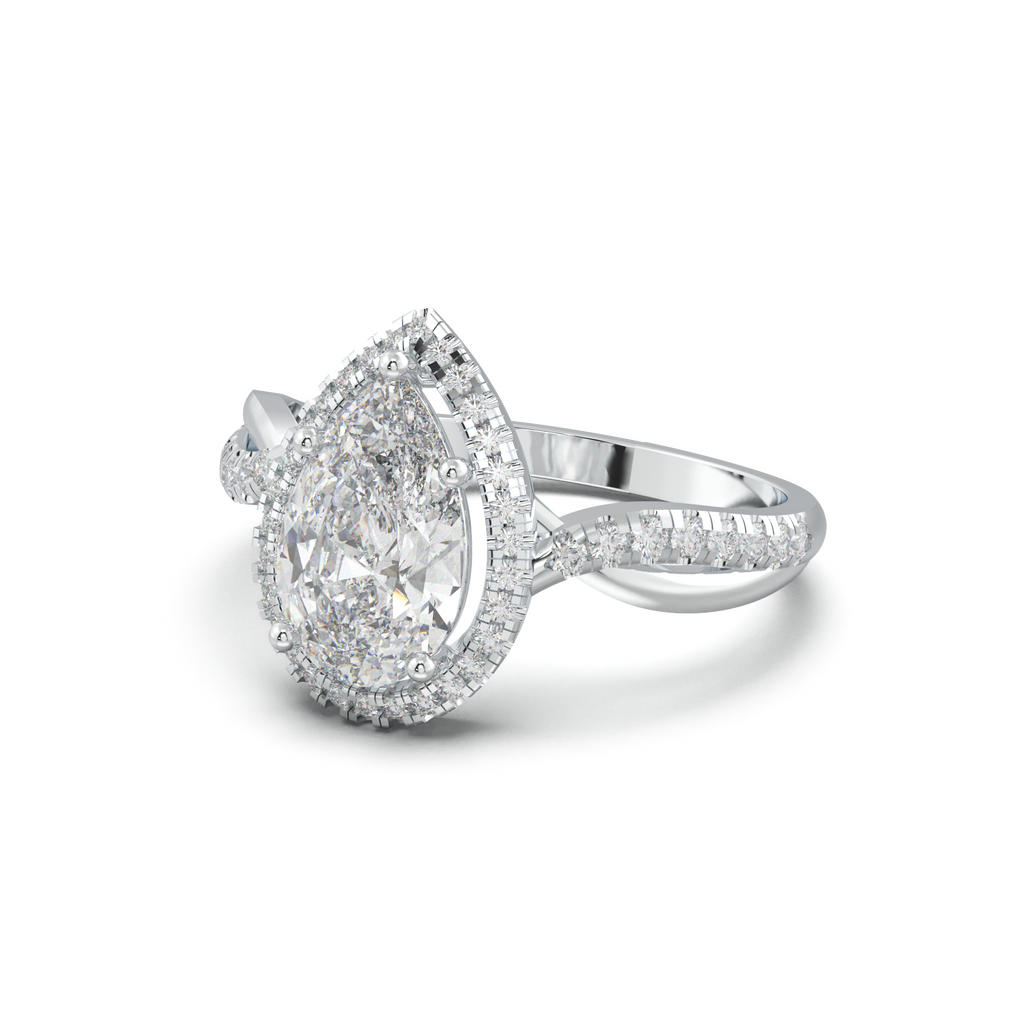 Pear Halo Twisted Pavé Engagement Ring