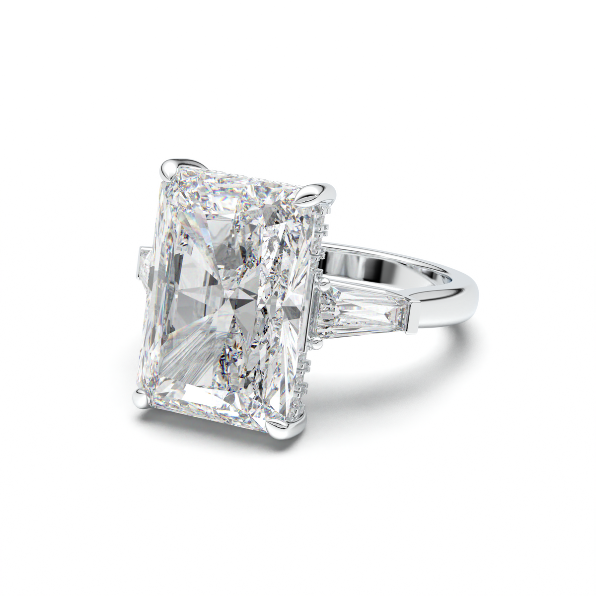 Radiant Baguette Hidden Halo Engagement Ring