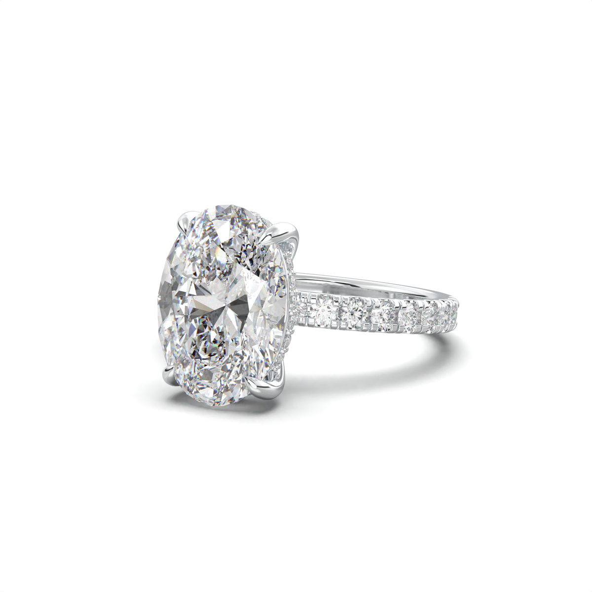 Cushion Hidden Halo Pavé Engagement Ring