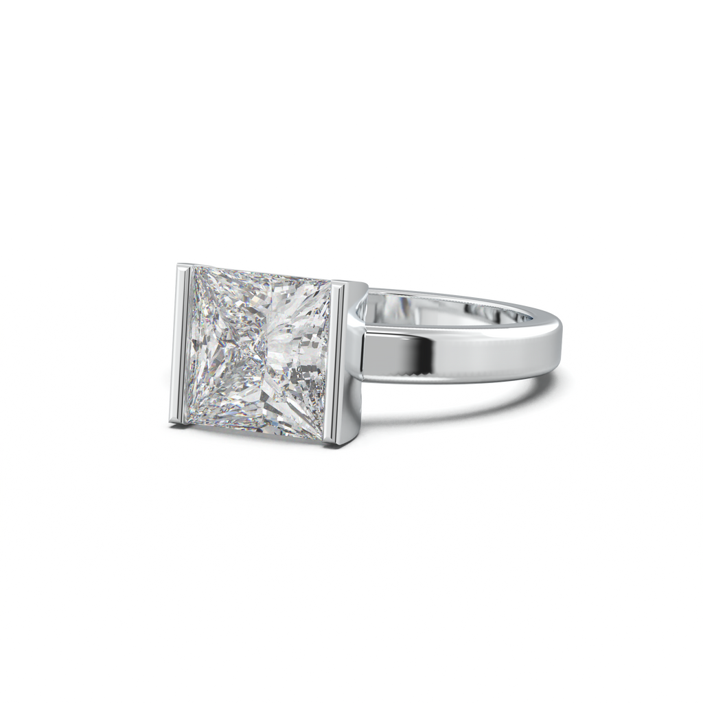 Princess Half-Bezel Engagement Ring