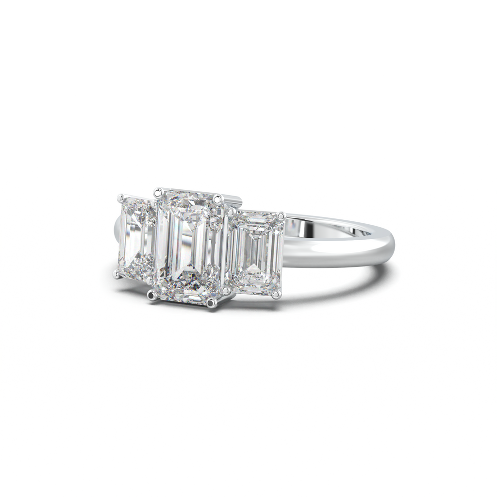 Emerald Three-Stone Engagement Ring
