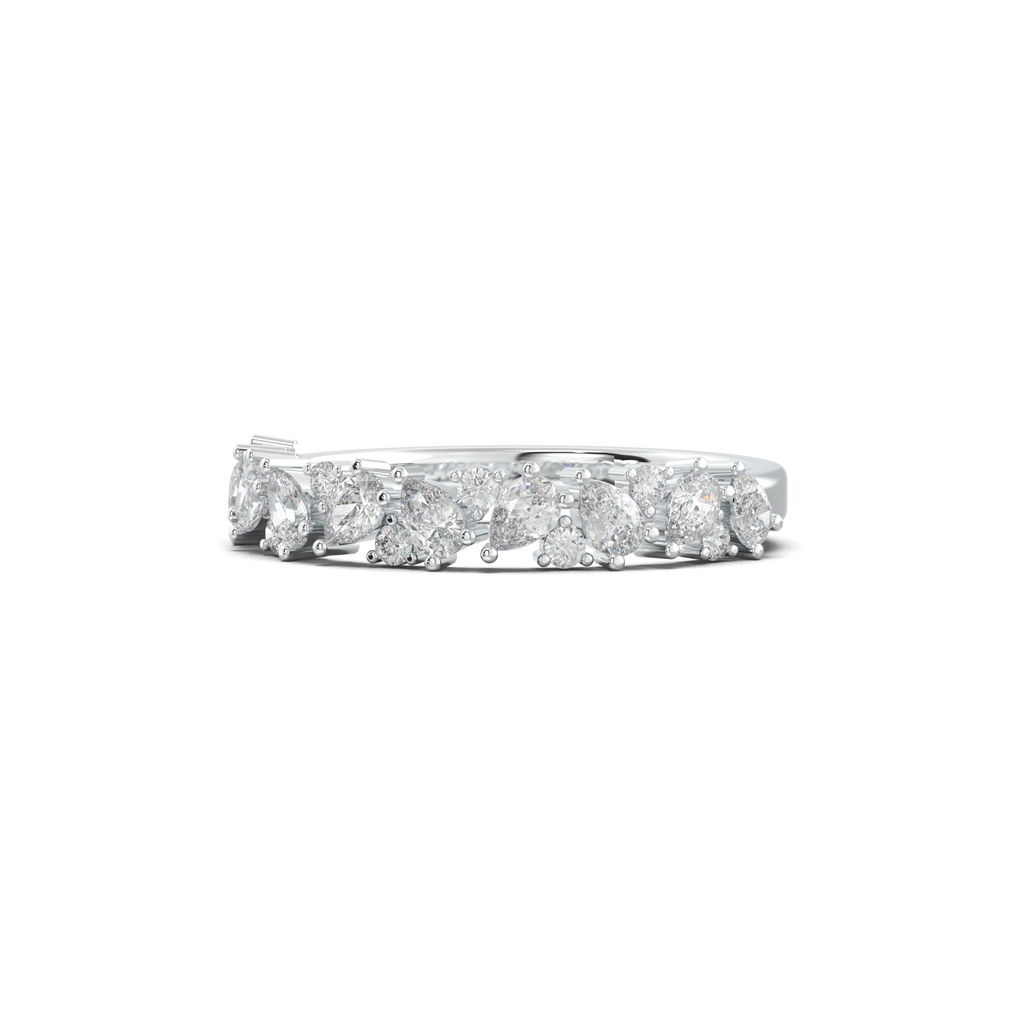 Alternating Pear & Round Half-Eternity Wedding Band