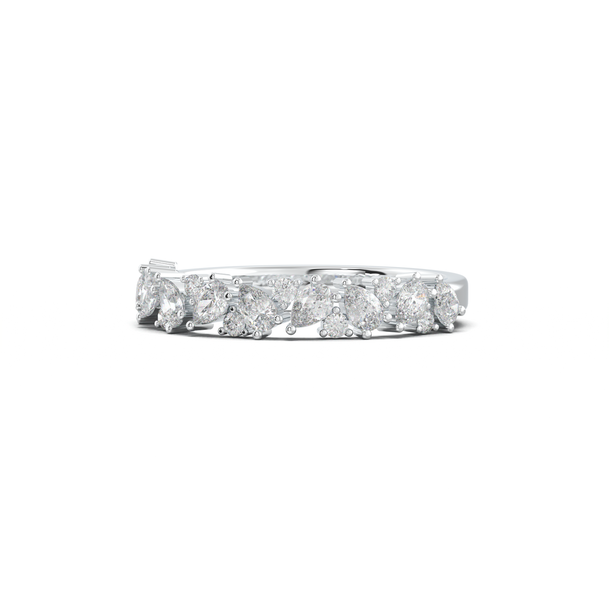 Alternating Pear & Round Half-Eternity Wedding Band