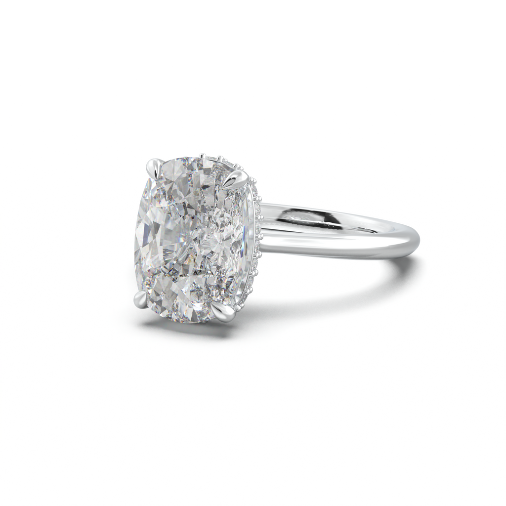 Cushion Hidden Halo Engagement Ring
