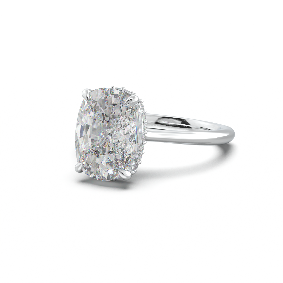 Cushion Hidden Halo Engagement Ring