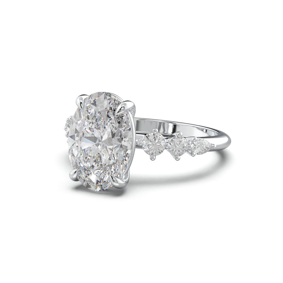 Oval Pear-Accent Engagement Ring