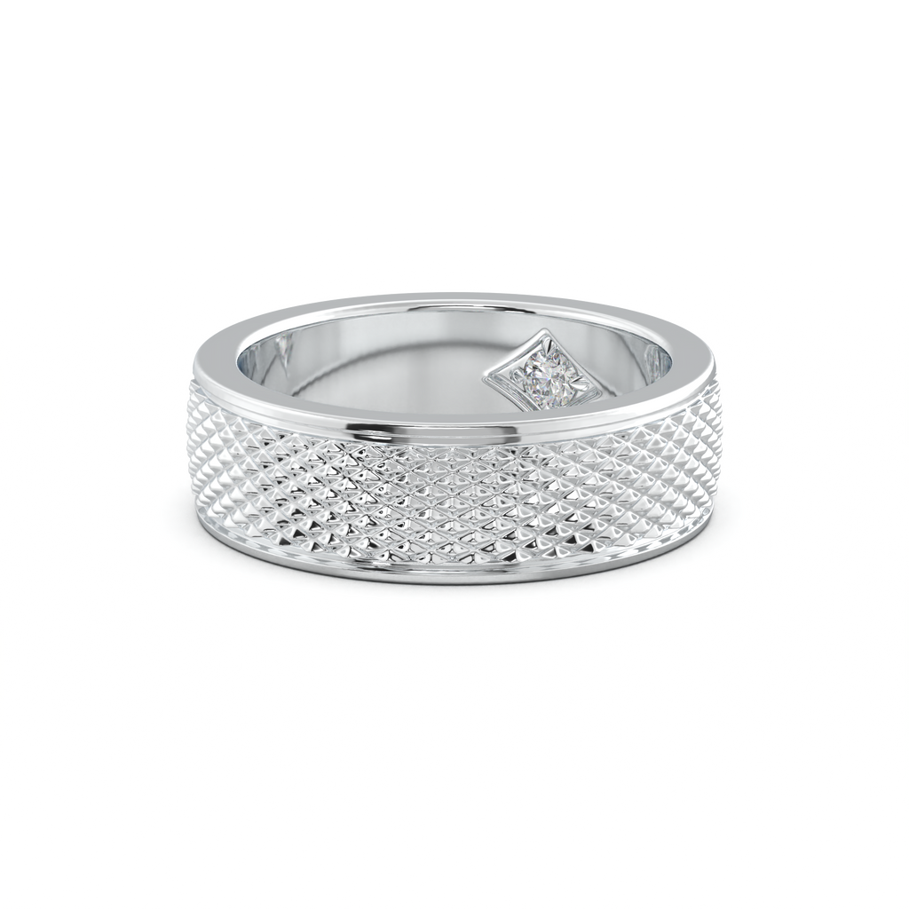 Diamond-Cut Textured Men's Wedding Band
