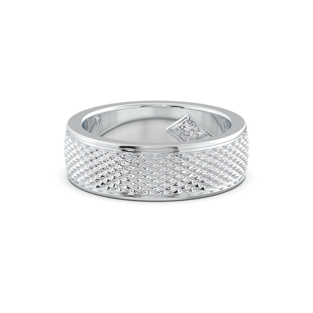 Diamond-Cut Textured Men's Wedding Band