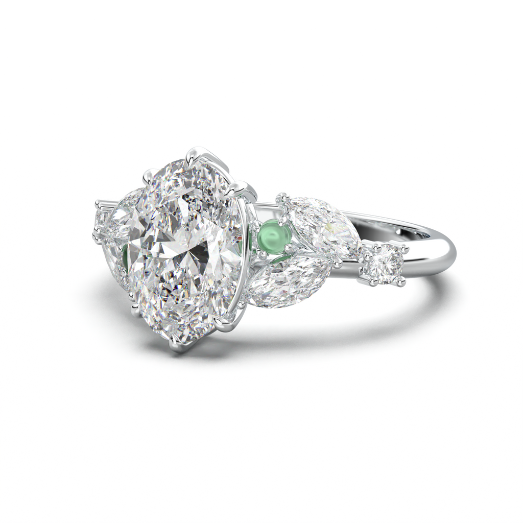 Oval Marquise-Accent Engagement Ring