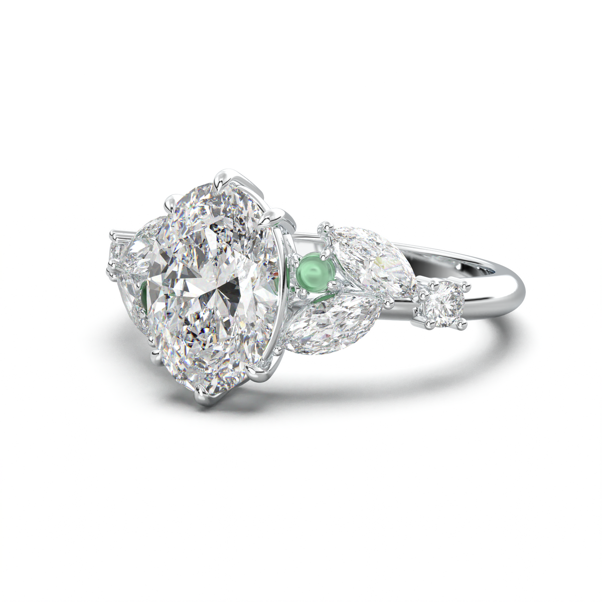 Oval Marquise-Accent Engagement Ring