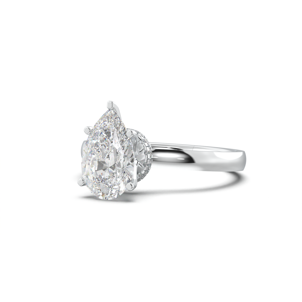 Round Hidden Halo Engagement Ring