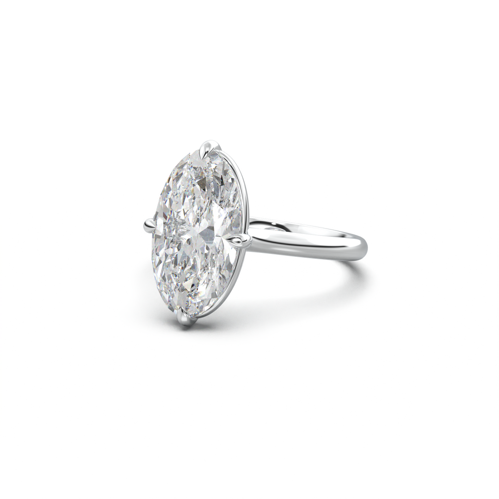 Elongated Moval Solitaire Engagement Ring