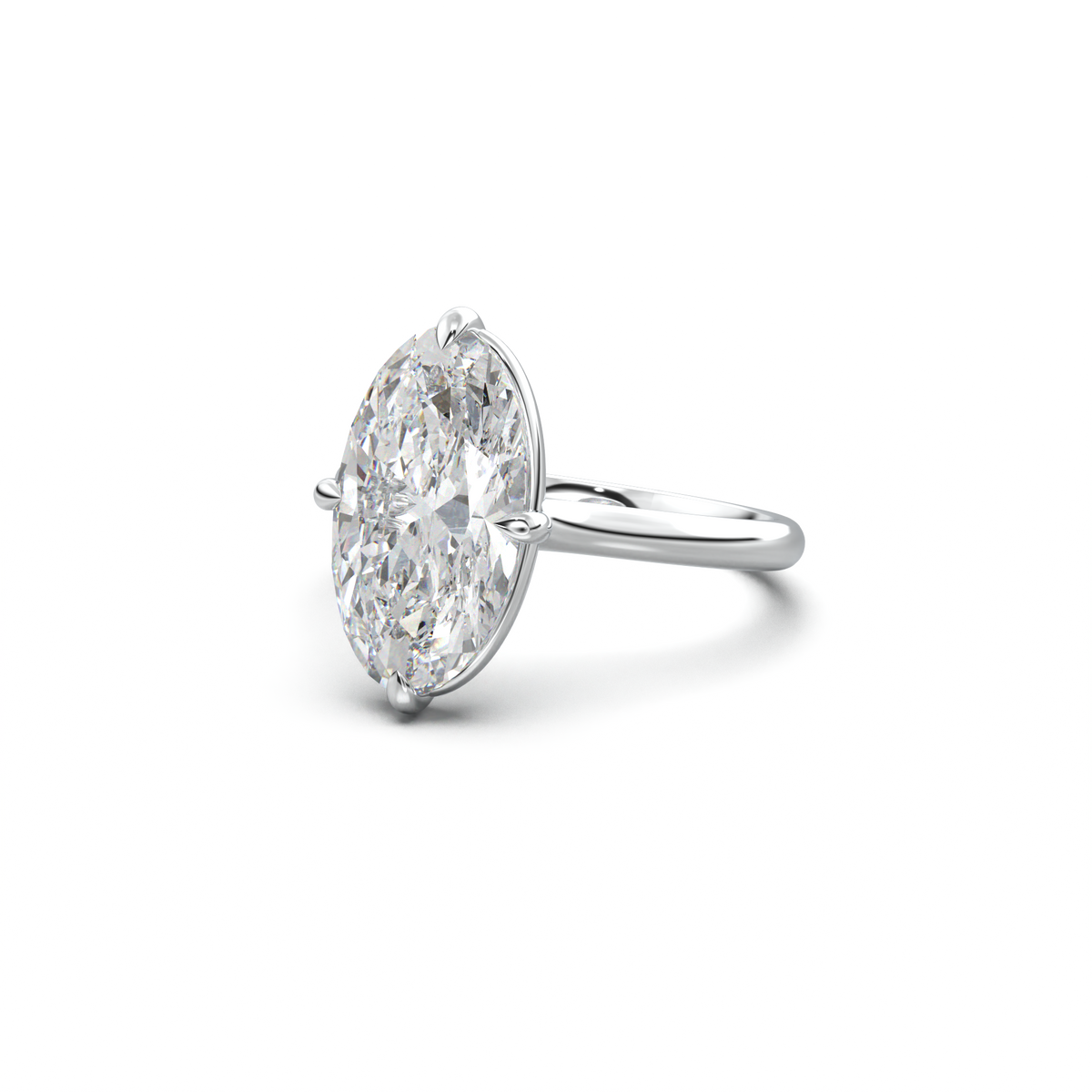 Elongated Moval Solitaire Engagement Ring