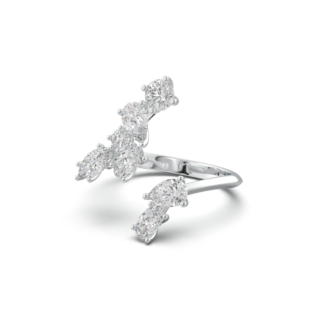 Asymmetric Mixed-Shape Diamond & Peridot Ring