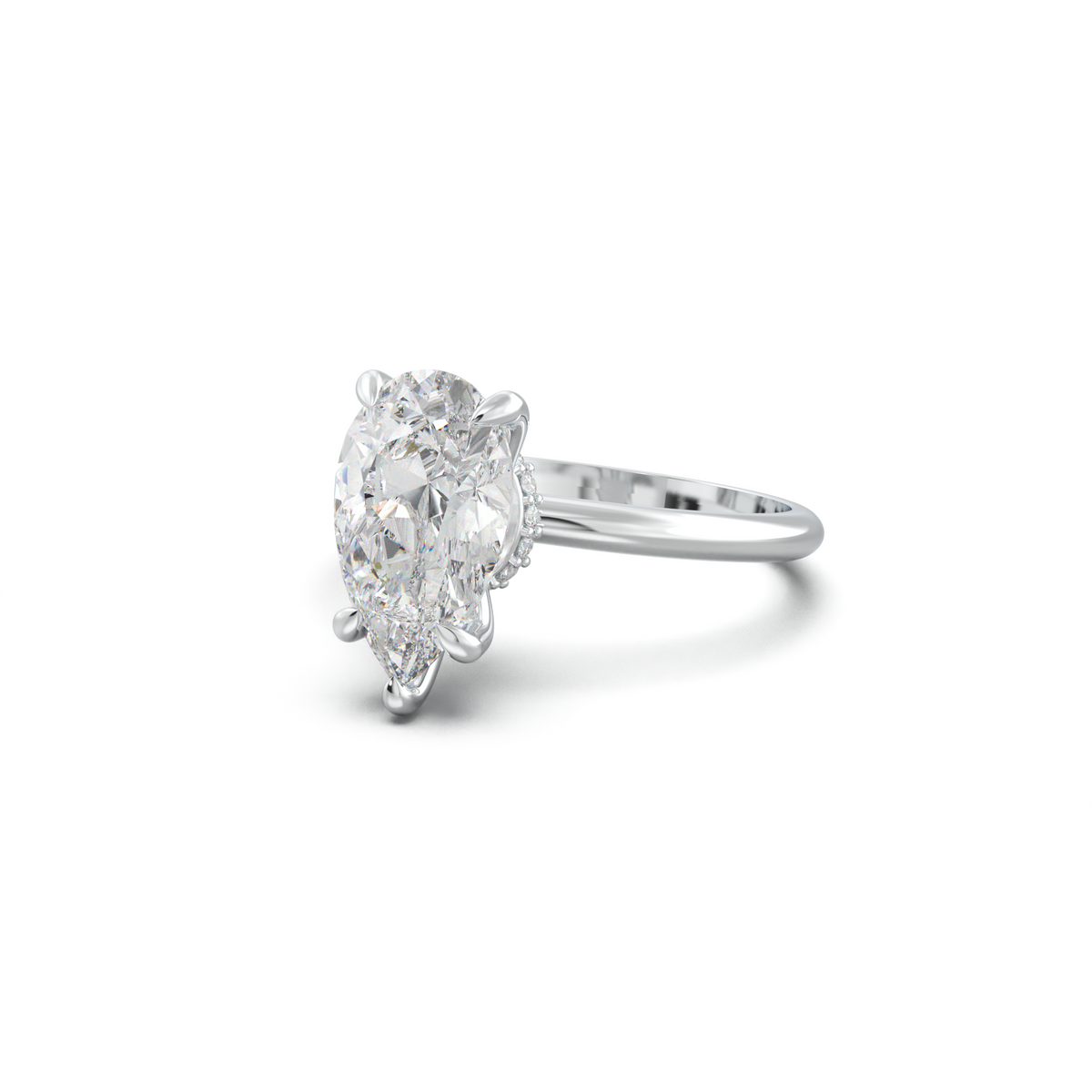 Pear Hidden Halo Engagement Ring