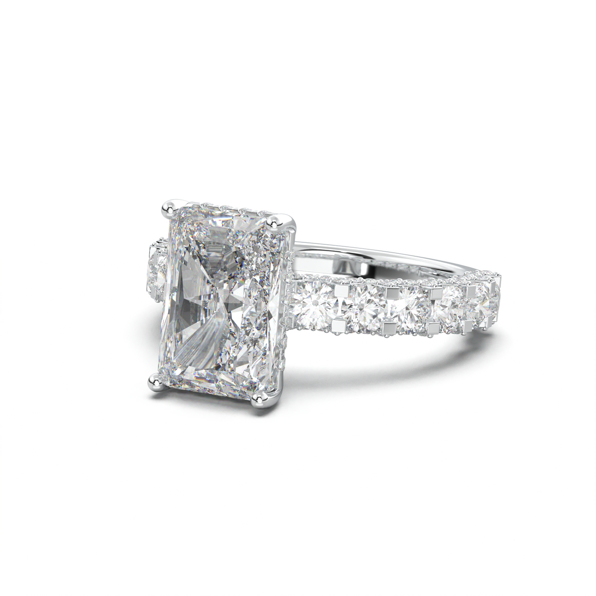 Radiant Diamond Band Engagement Ring