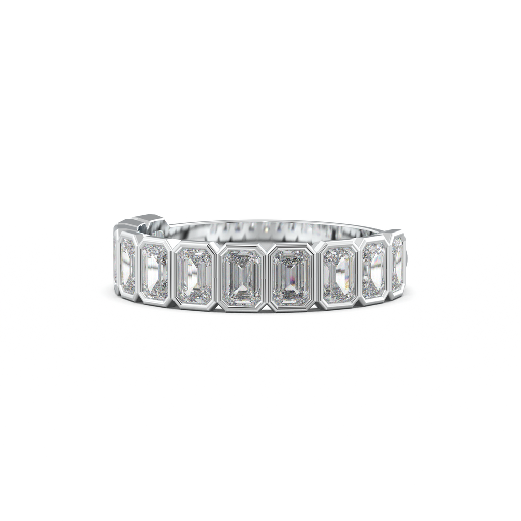 Emerald Bezel Half-Eternity Wedding Band