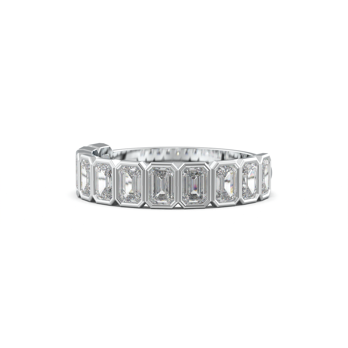 Emerald Bezel Half-Eternity Wedding Band