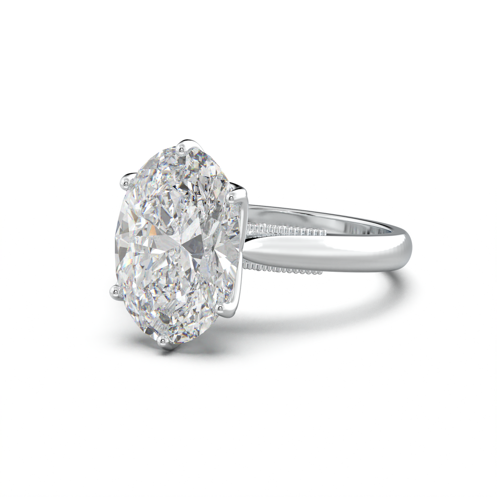 Oval Tulip Setting Hidden bridge Halo Engagement Ring