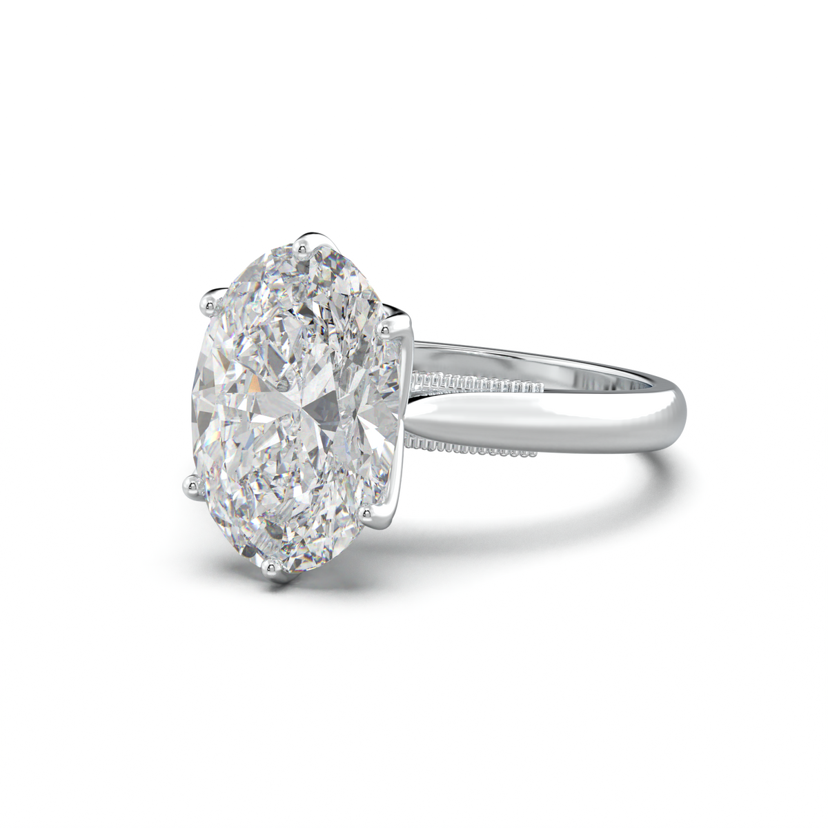 Oval Tulip Setting Hidden bridge Halo Engagement Ring
