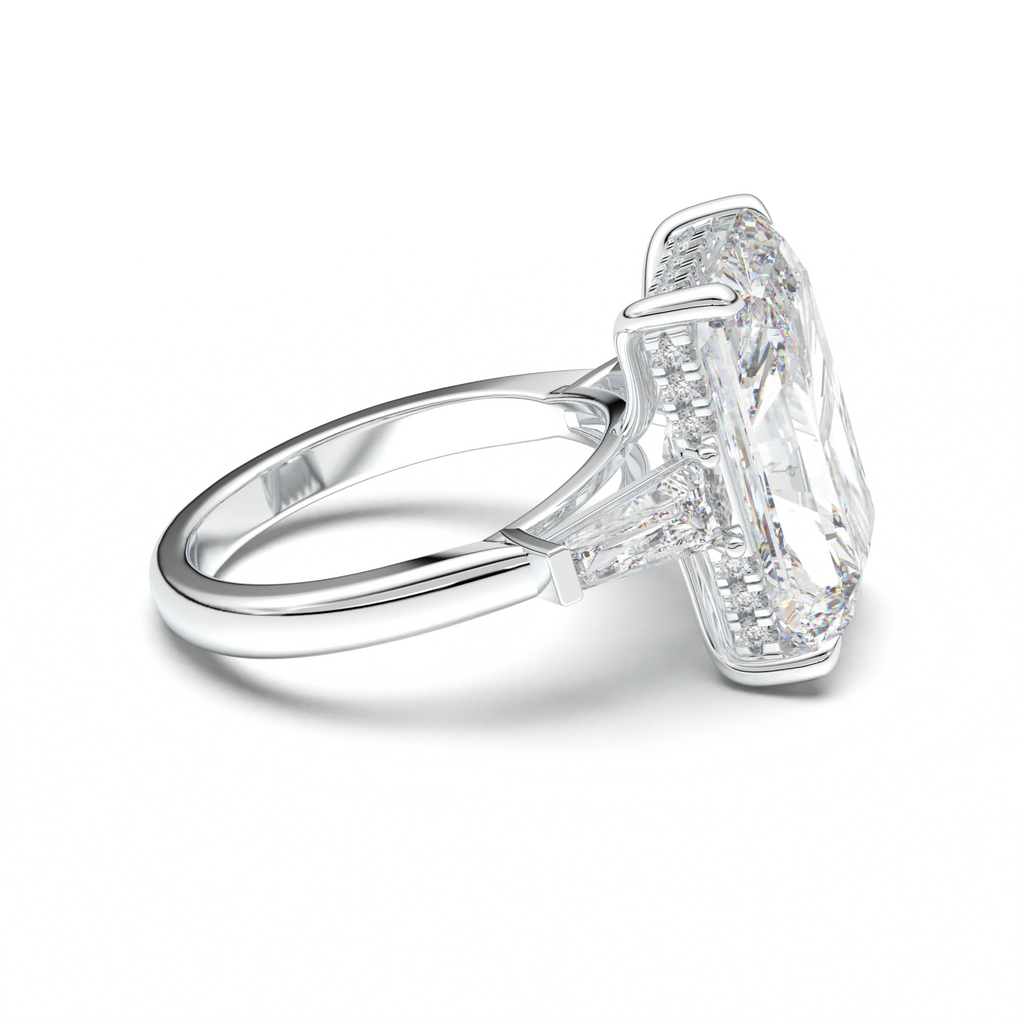Radiant Baguette Hidden Halo Engagement Ring