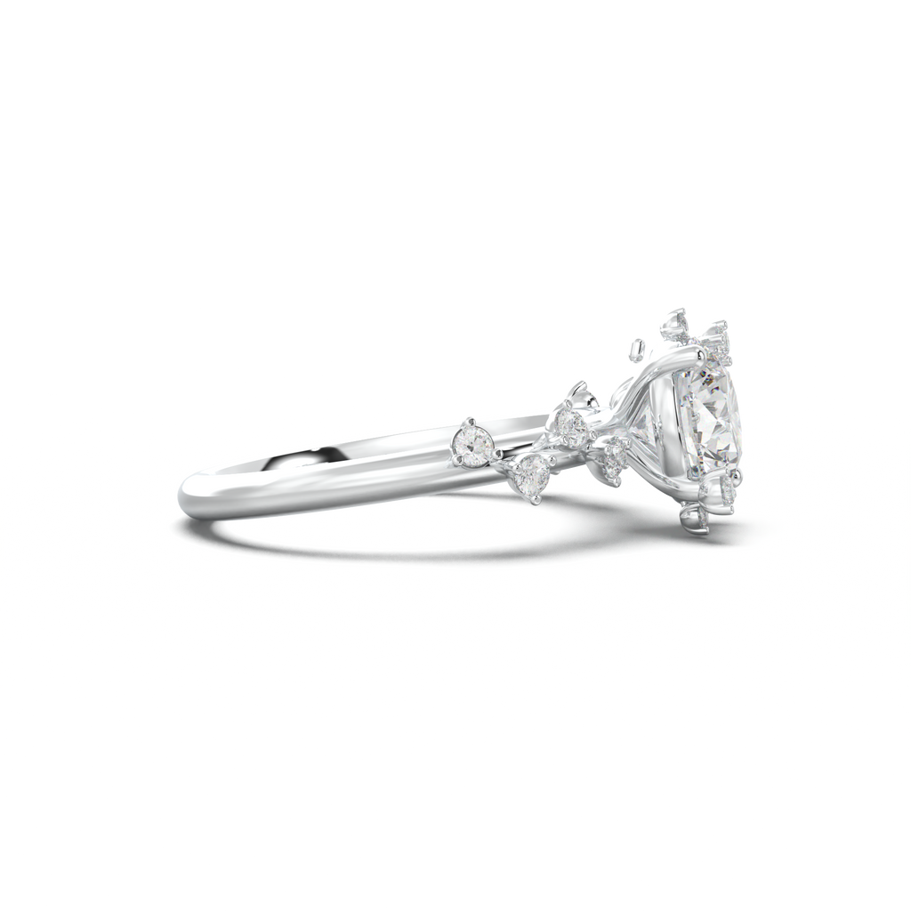 Round Botanical Accent Engagement Ring