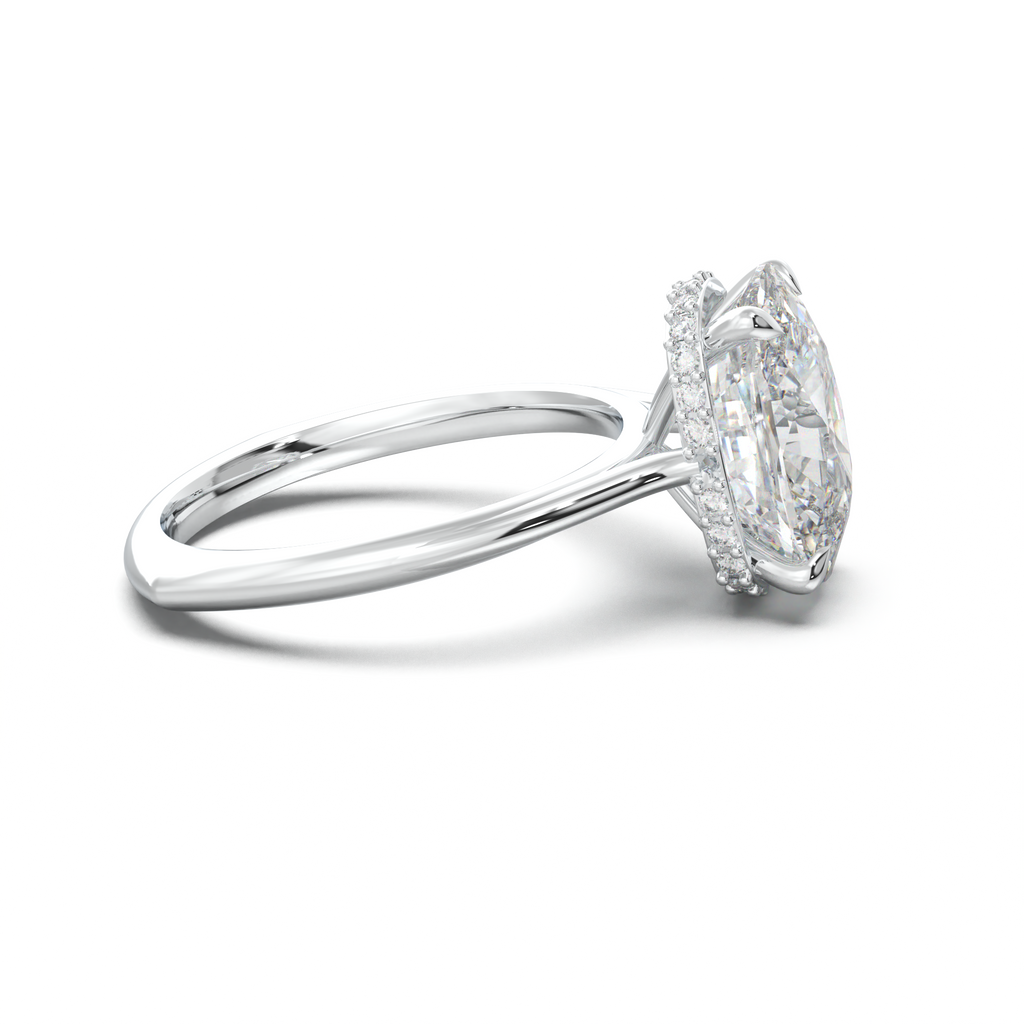 Cushion Hidden Halo Engagement Ring