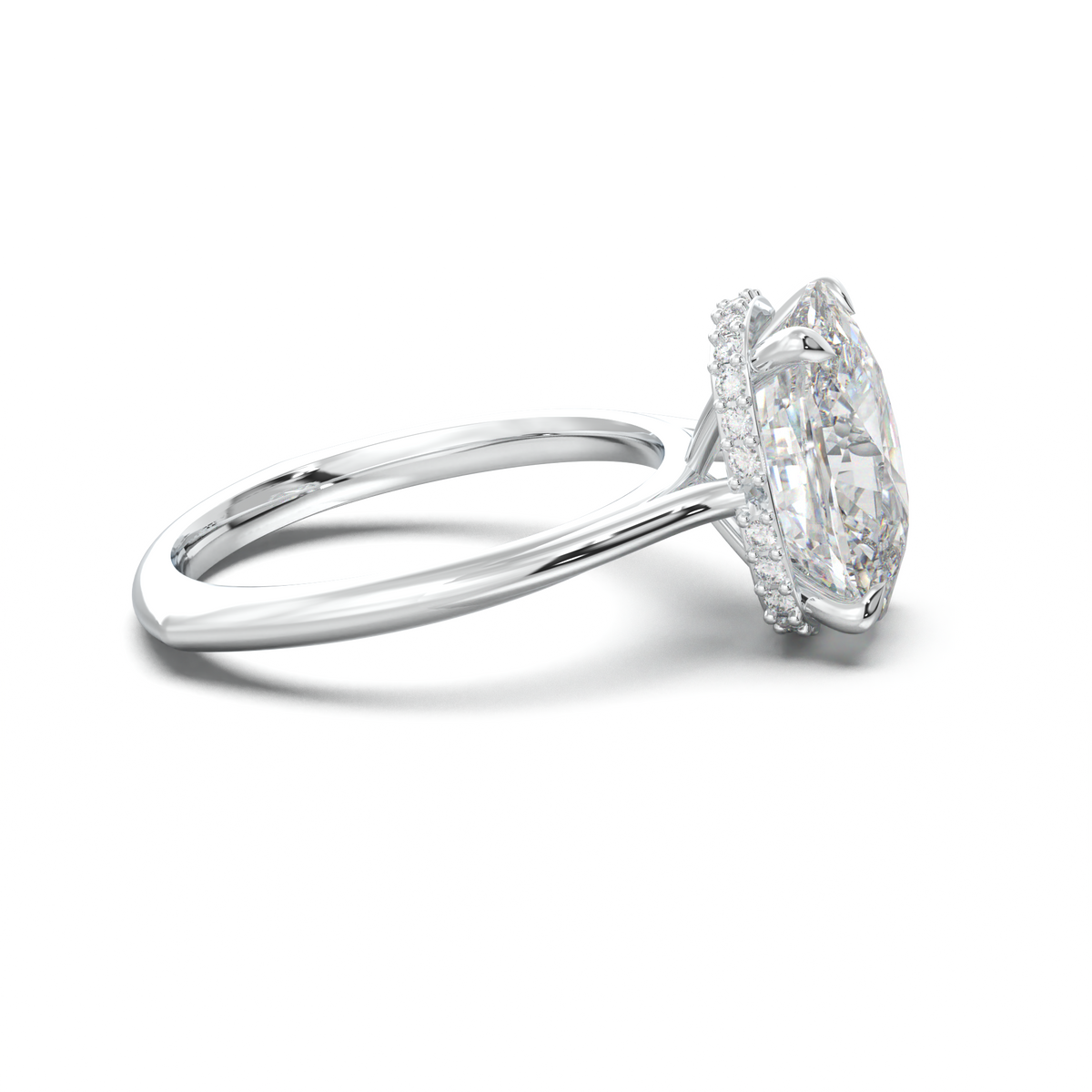 Cushion Hidden Halo Engagement Ring