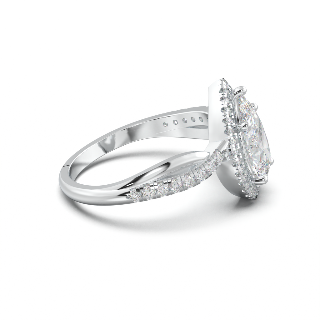 Pear Halo Twisted Pavé Engagement Ring
