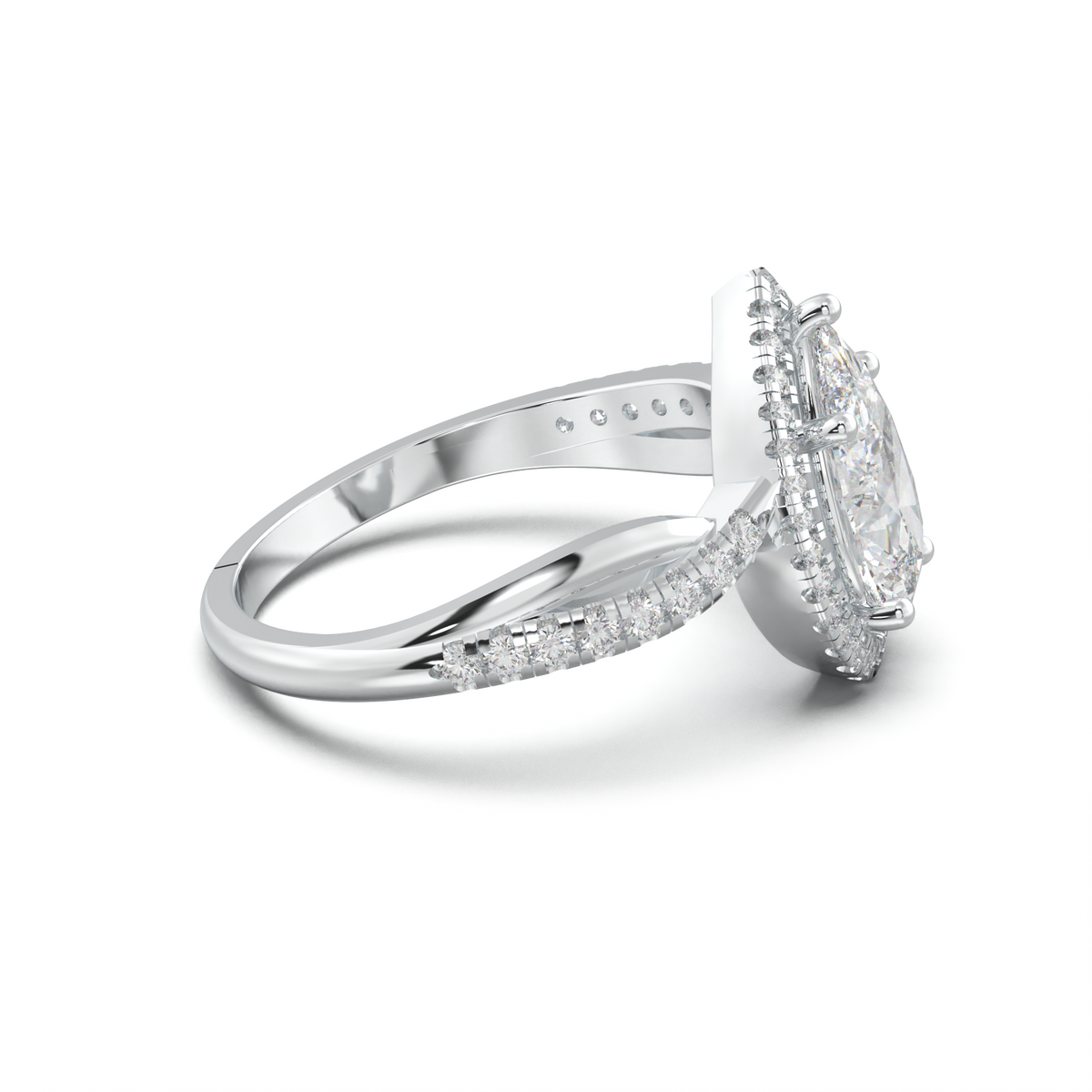 Pear Halo Twisted Pavé Engagement Ring