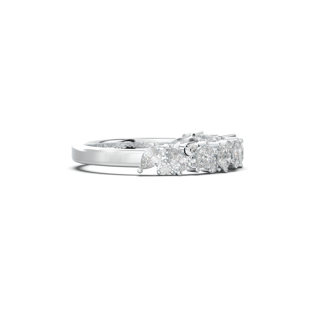 Alternating Pear & Round Half-Eternity Wedding Band