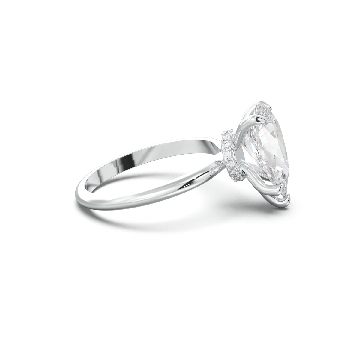 Pear Hidden Halo Engagement Ring