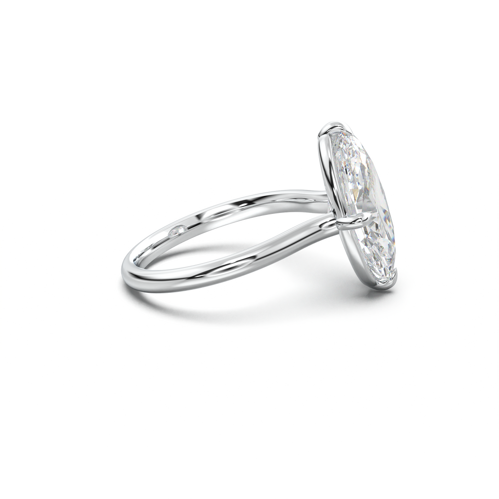 Elongated Moval Solitaire Engagement Ring