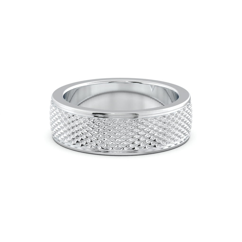 Diamond-Cut Textured Men's Wedding Band