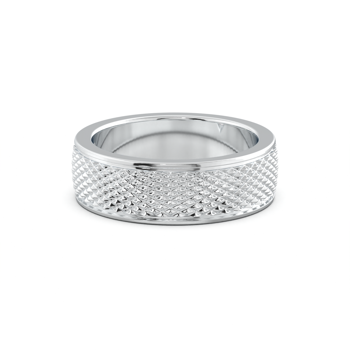 Diamond-Cut Textured Men's Wedding Band