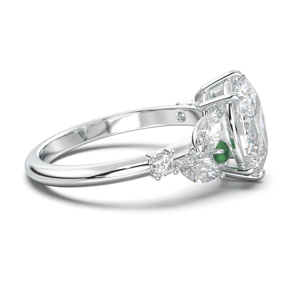 Oval Marquise-Accent Engagement Ring