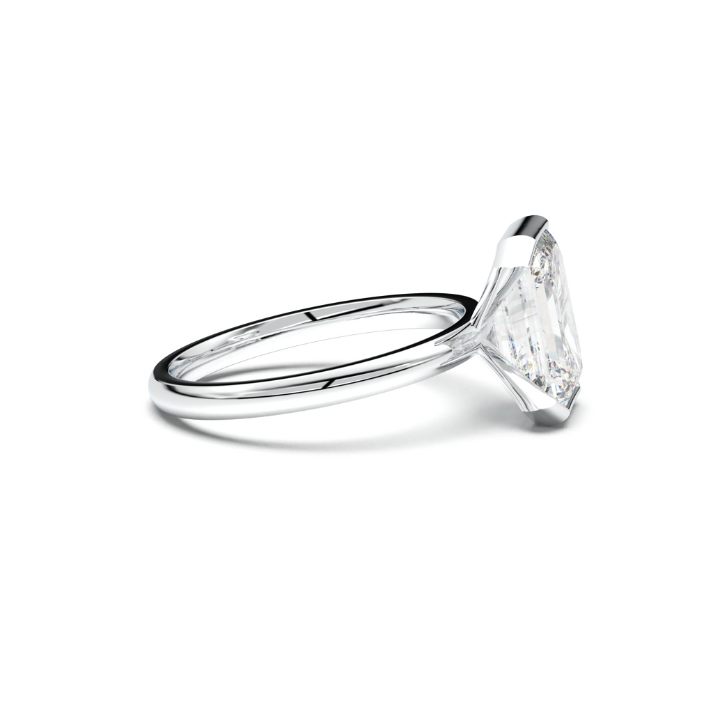 Emerald Cut Half-Bezel Engagement Ring