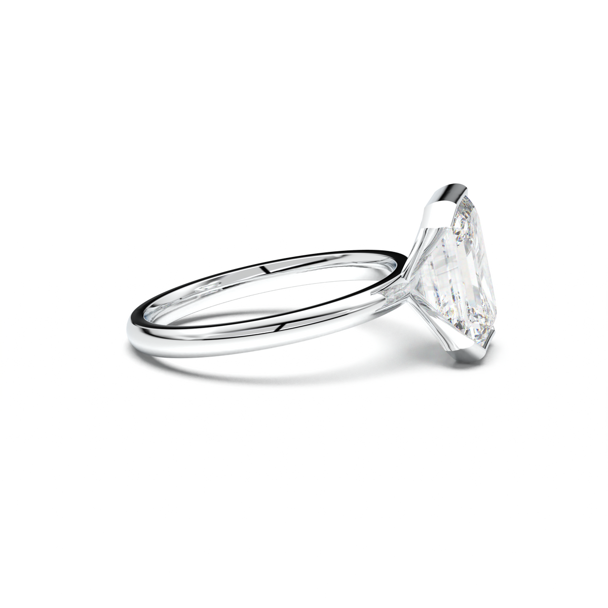 Emerald Cut Half-Bezel Engagement Ring