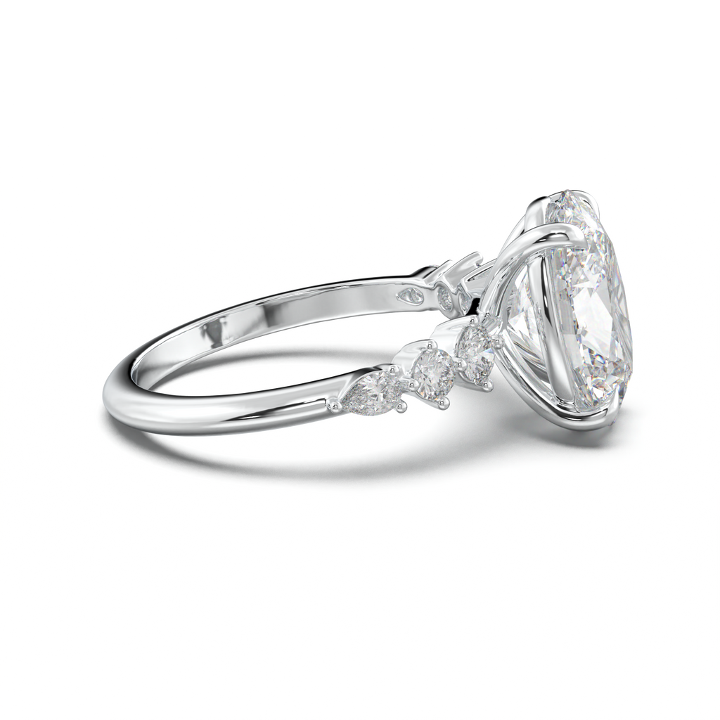 Oval Pear-Accent Engagement Ring