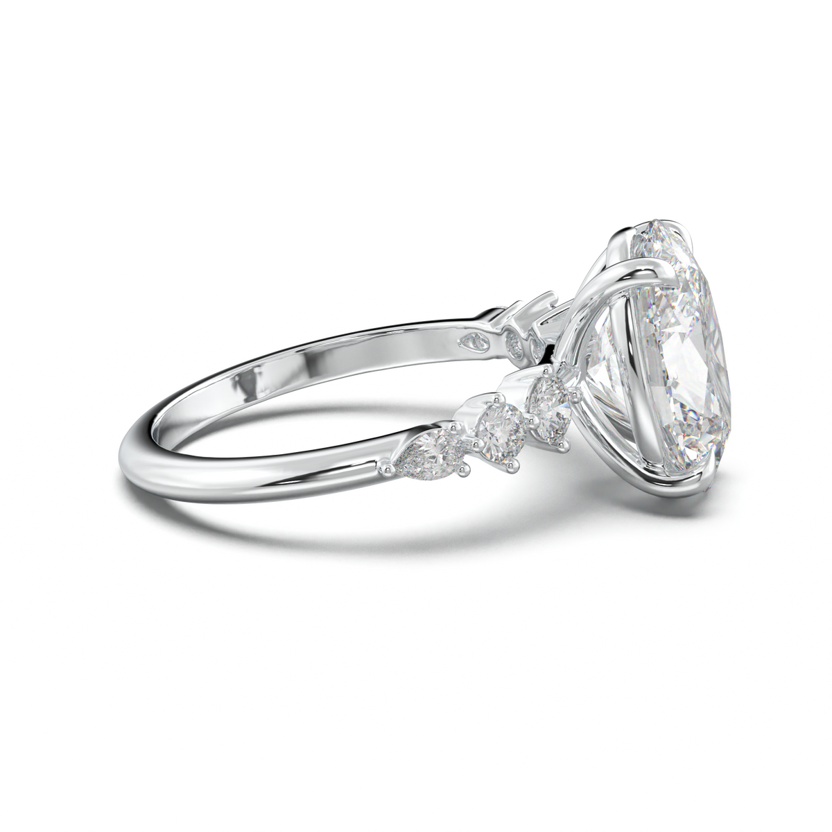 Oval Pear-Accent Engagement Ring