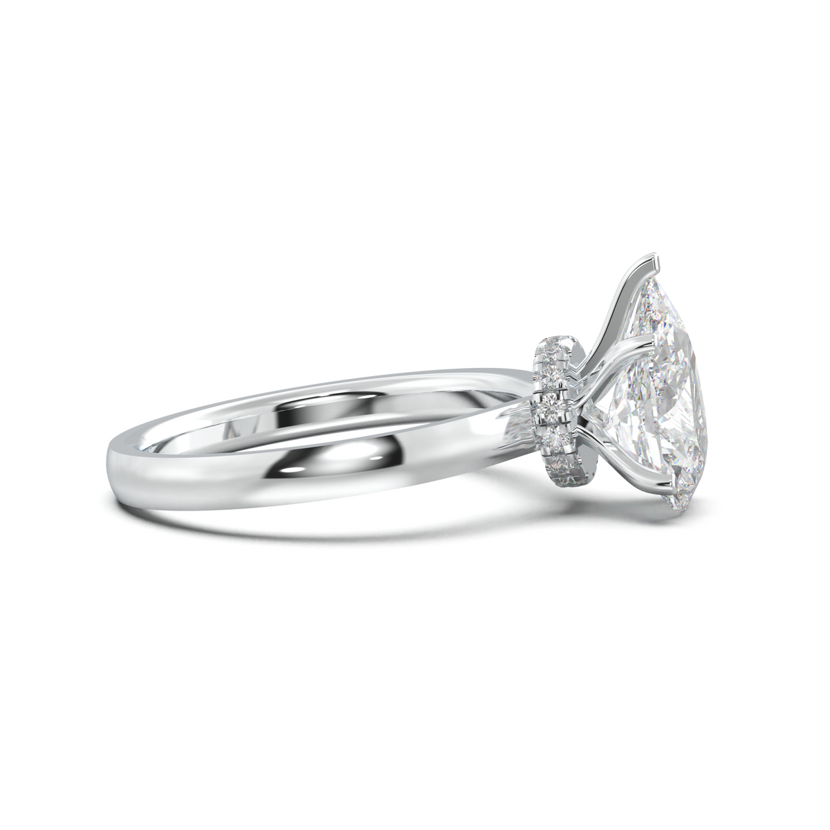 Pear Hidden Halo Engagement Ring