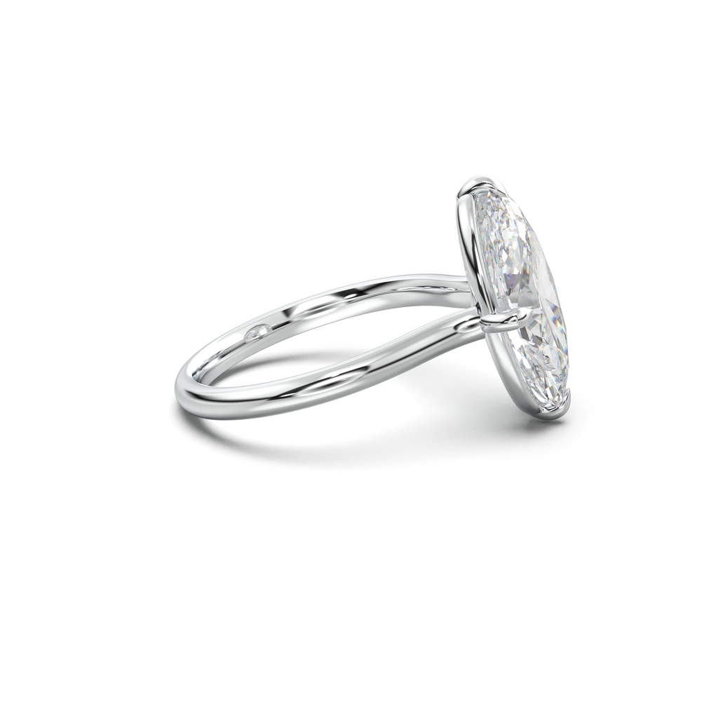 Elongated Moval Solitaire Engagement Ring