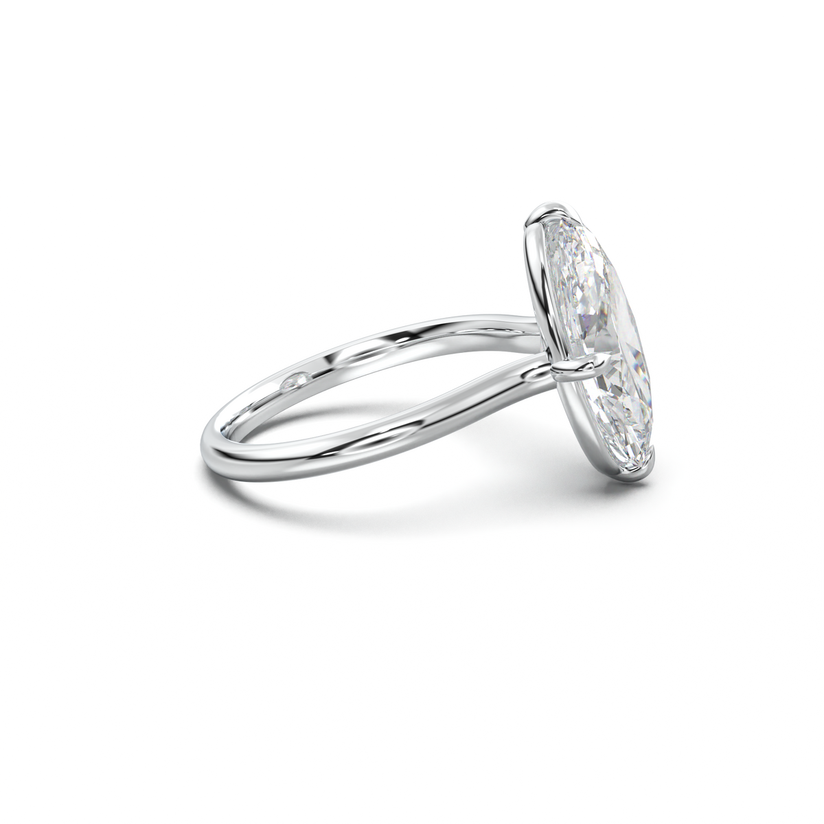 Elongated Moval Solitaire Engagement Ring