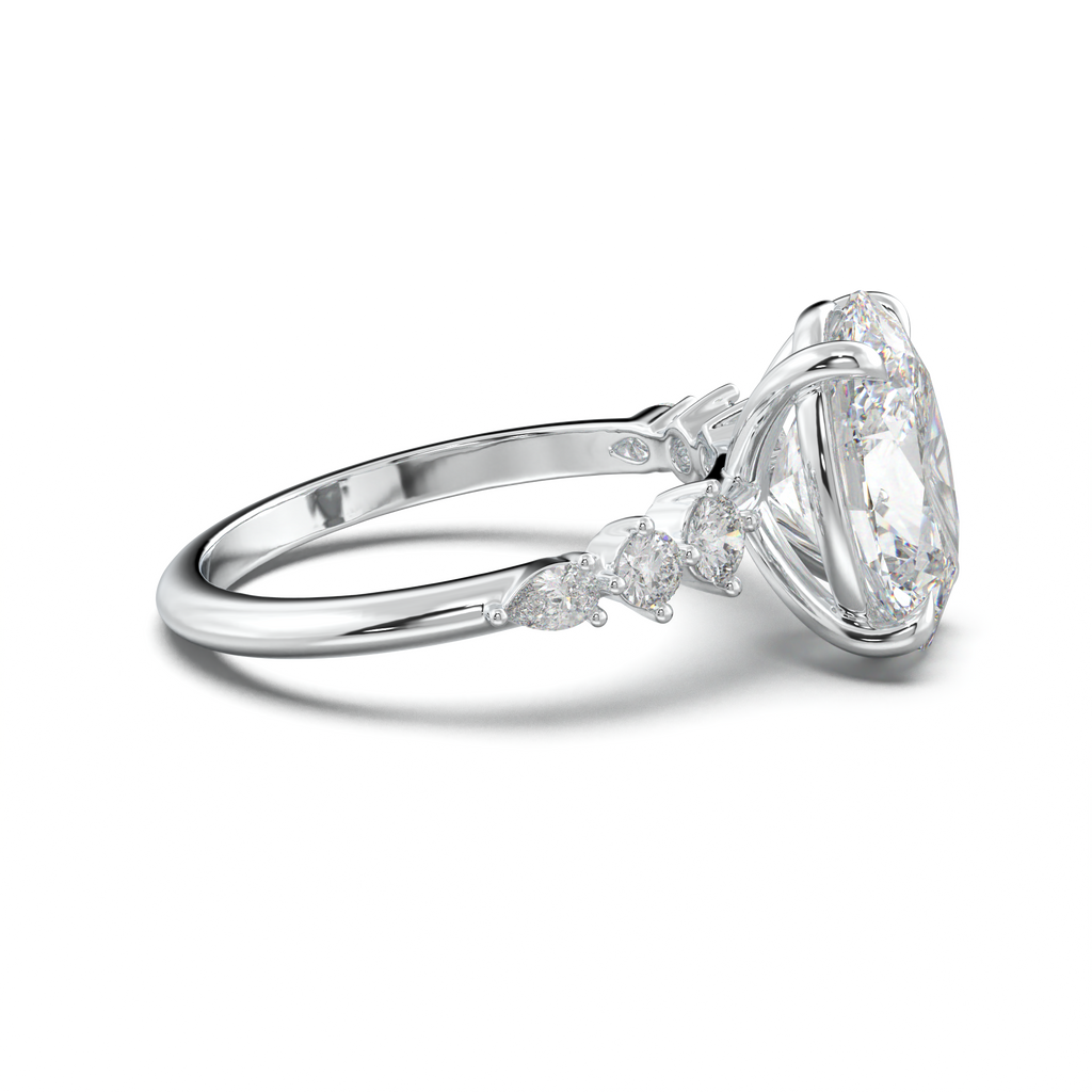 Oval Pear-Accent Engagement Ring