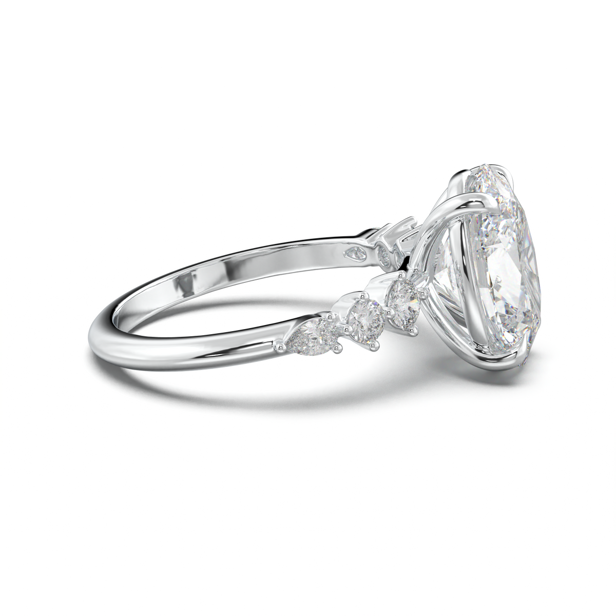 Oval Pear-Accent Engagement Ring
