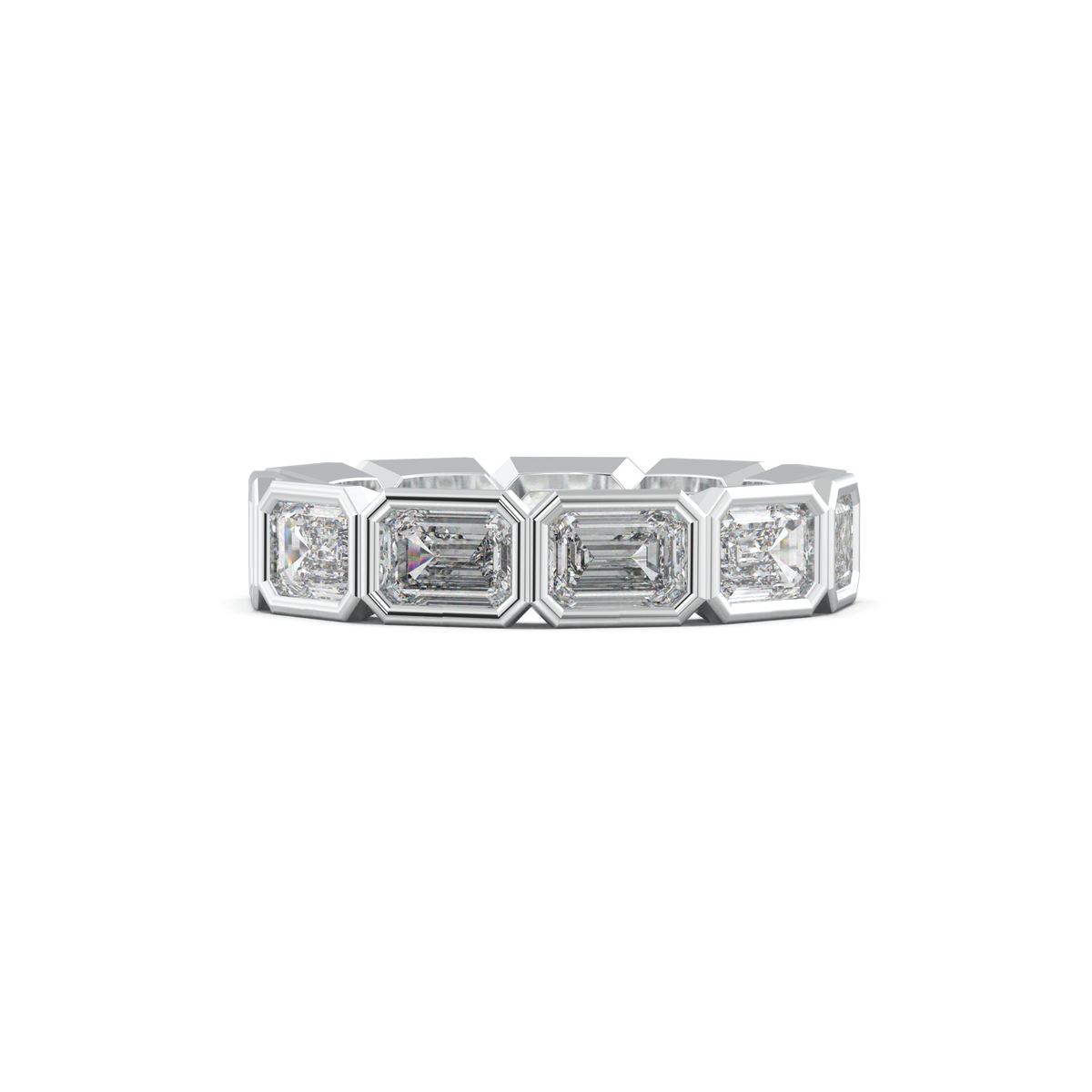 Emerald-Cut Bezel-Style Eternity Wedding Band
