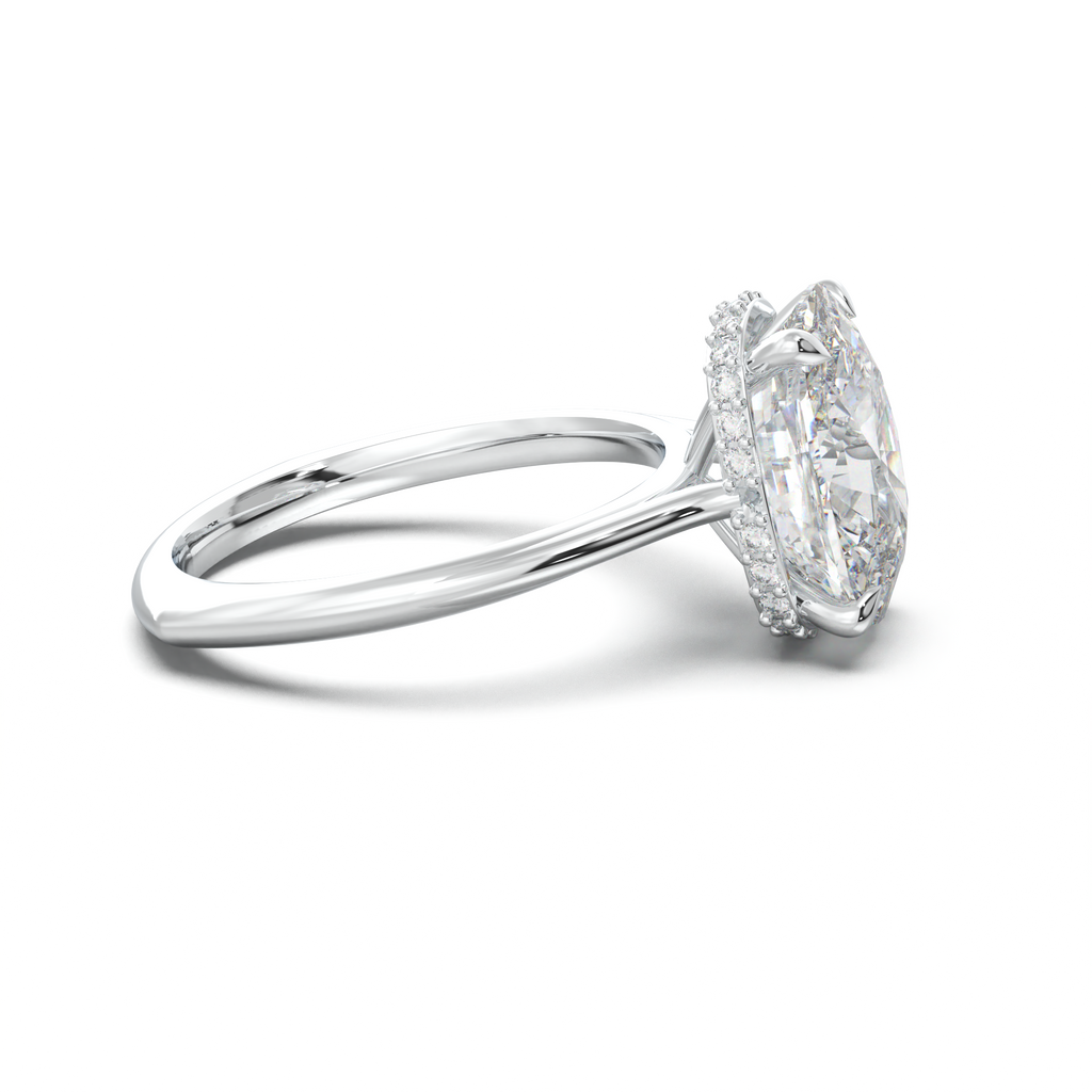Cushion Hidden Halo Engagement Ring