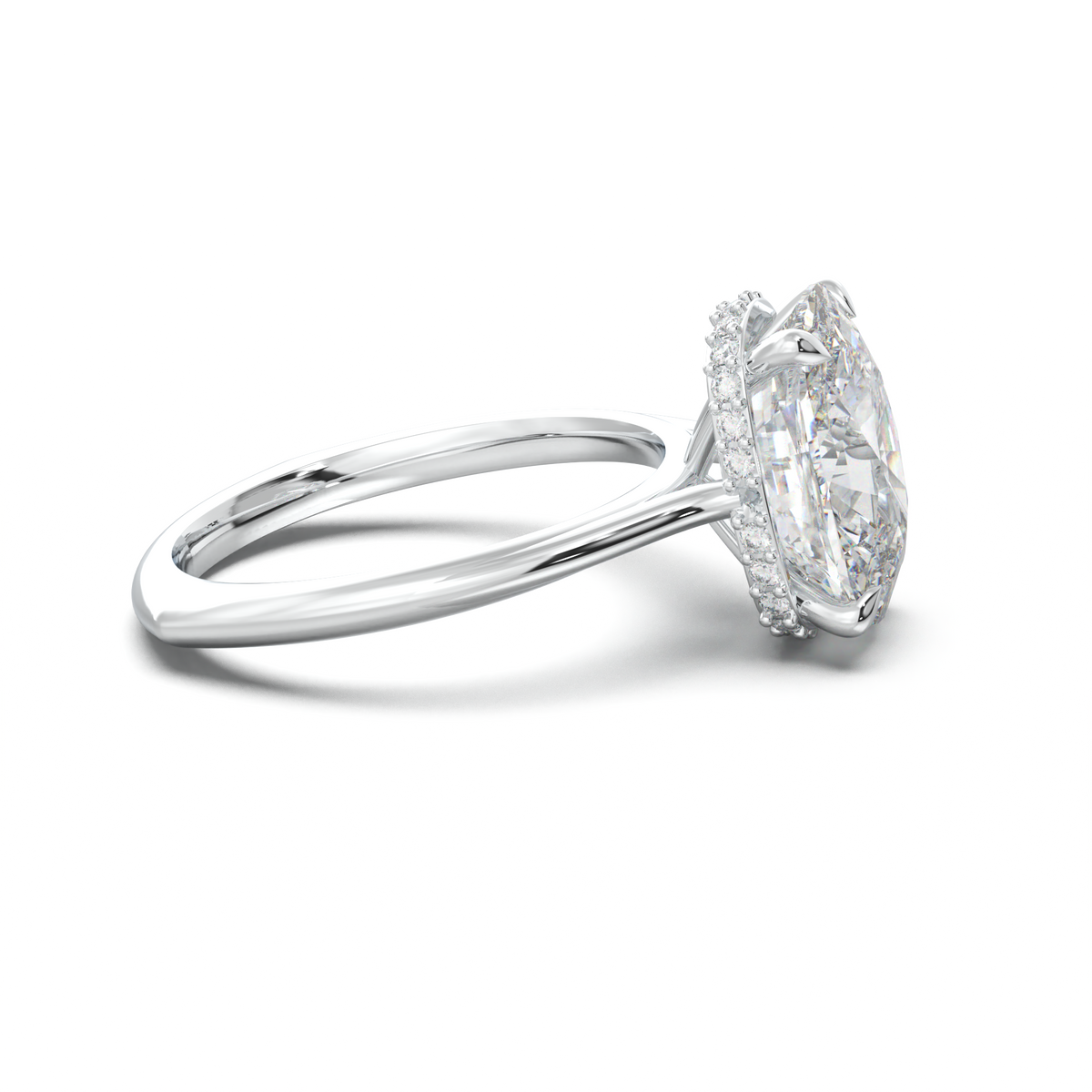 Cushion Hidden Halo Engagement Ring