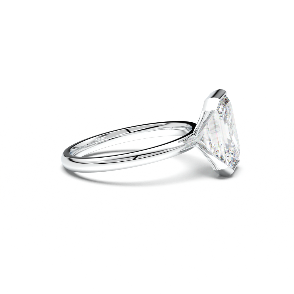 Emerald Cut Half-Bezel Engagement Ring